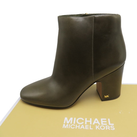Michael Kors Elaine Leather Bootie Olive - Picture 1 of 6